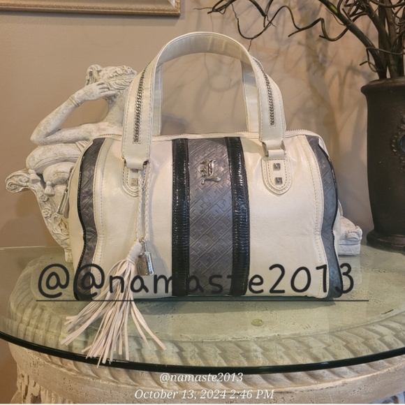 L.A.M.B. by Gwen Stefani Leather Frosted Satchel Luxury Designer Handbag #544 - Picture 2 of 15